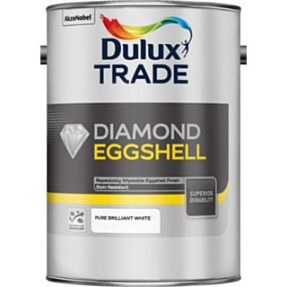 Dulux Trade Diamond Eggshell Paint Pure Brilliant White 5ltr