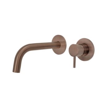 JTP Vos Single Lever Wall Mounted Basin Mixer With Spout Brushed Bronze 200mm