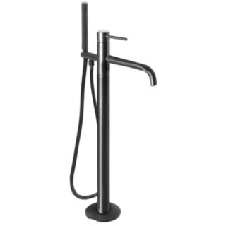 JTP Vos Designer Handle Floor Standing Bath Shower Mixer Set Brushed Black