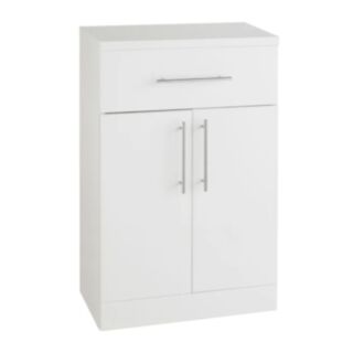 Kartell K-Vit Impakt Floor Standing Two Door Single Drawer Vanity Unit Gloss White 300mm x 500mm