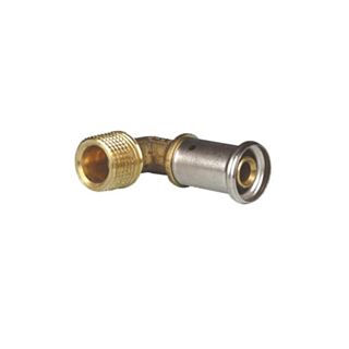 Henco Press Fit 90° Elbow Male Iron Adaptor Brass 16mm x ½
