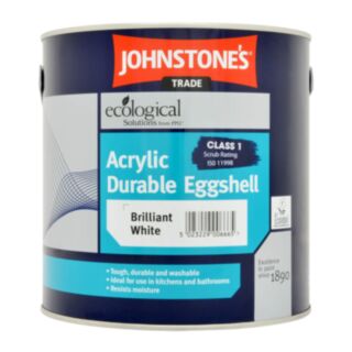 Johnstone's Trade Acrylic Paint Durable Eggshell Brilliant White 2.5ltr