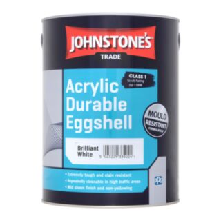 Johnstone's Trade Acrylic Paint Durable Eggshell Brilliant White 5ltr