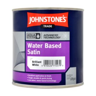 Johnstone's Trade Aqua Water Based Paint Satin Brilliant White 1ltr