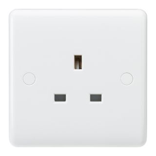 Knightsbridge Curved Edge Unswitched Socket 1 Gang 13Amp White