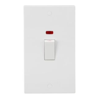 Knightsbridge Square Edge Switch Double Pole With Neon 2 Gang 45Amp White