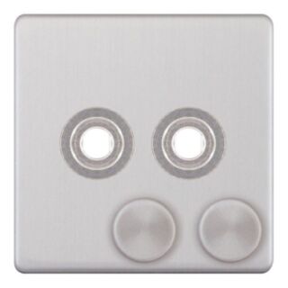 Selectric 5M-PLUS 2 Aperture Empty Dimmer Plate With Knob Satin Chrome