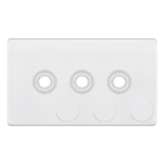 Selectric 5M-PLUS 3 Aperture Empty Dimmer Plate With Knob Matt White