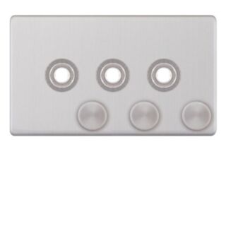 Selectric 5M-PLUS 3 Aperture Empty Dimmer Plate With Knob Satin Chrome