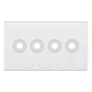 Selectric 5M-PLUS 4 Aperture Empty Dimmer Plate With Knob Matt White
