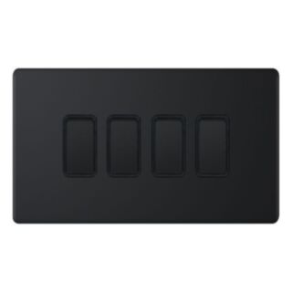 Selectric 5M-PLUS Switch 4 Gang 2 Way 10Amp Matt Black With Black Insert