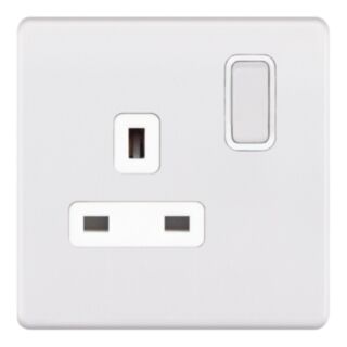 Selectric 5M-PLUS Switched Socket Double Pole 1 Gang 13Amp Matt White With White Insert