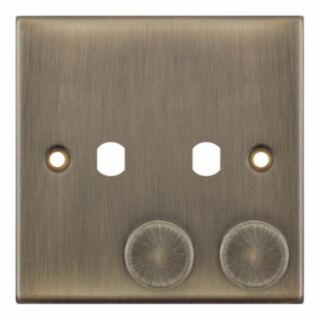 Selectric 5M 2 Aperture Empty Dimmer Plate With Knob Antique Brass