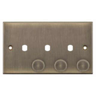 Selectric 5M 3 Aperture Empty Dimmer Plate With Knob Antique Brass