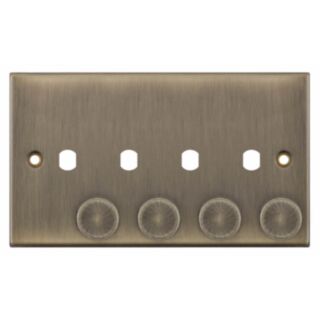 Selectric 5M 4 Aperture Empty Dimmer Plate With Knob Antique Brass