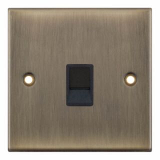 Selectric 5M RJ45 Computer/Data Socket 1 Gang Antique Brass With Black Insert