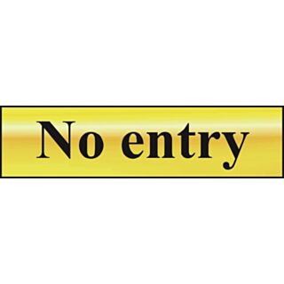 Spectrum Mini Sign No Entry Polished Gold Effect 200x50mm