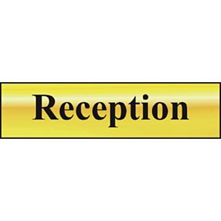 Spectrum Mini Sign Reception Polished Gold Effect 200x50mm
