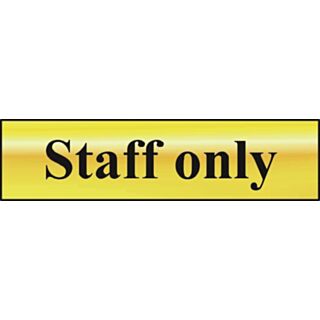 Spectrum Mini Sign Staff Only Polished Gold Effect 200x50mm