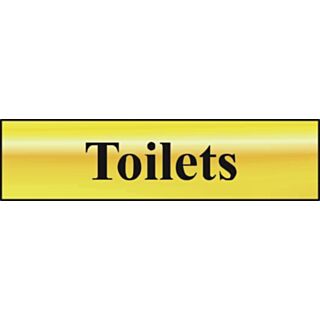 Spectrum Mini Sign Toilets Polished Gold Effect 200x50mm