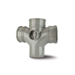 System 2000 PVCu 110mm 87.5° Double Branch Triple Socket Solvent Grey