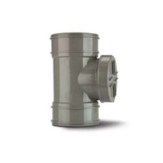 System 2000 PVCu 110mm Short Access Pipe Double Socket Solvent Grey