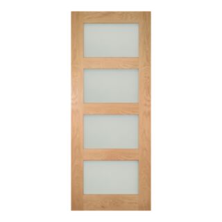 Deanta Coventry Solid Core Door Frosted Glaze Prefinished Oak 40x726x2040mm