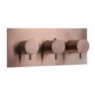 JTP Vos Horizontal Thermostatic Concealed Triple Control Triple Outlet Shower Valve Brushed Bronze