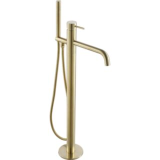 JTP Vos Designer Handle Floor Standing Bath Shower Mixer Set Brushed Brass