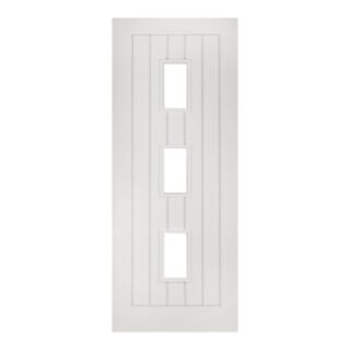 Deanta Ely FD30 Solid Core Fire Door 3L Glazed White Primed 45x610x1981mm