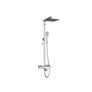 Kartell K-Vit Pure Thermostatic Shower Bar With Adjustable Slide Rail Set, Overhead Drencher & Bath Filler Spout