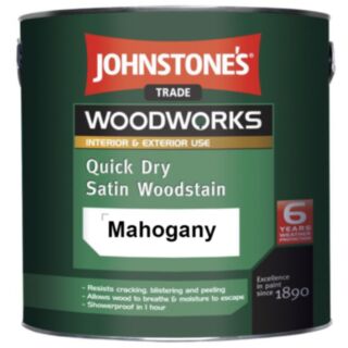 Johnstone's Trade Woodworks Quick Dry Paint Satin Woodstain Mahogany 750ml